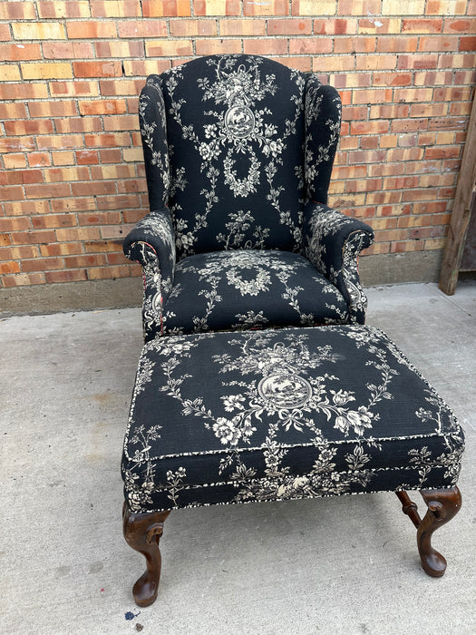 WINGBACK UPHOLSTERED QUEEN ANNE CHAIR