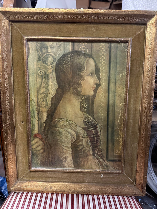 ITALIAN RENAISSANCE PORTRAIT IN FRAME LUDOVICA TORNABUONI BY GHIRLANDO-PRINT