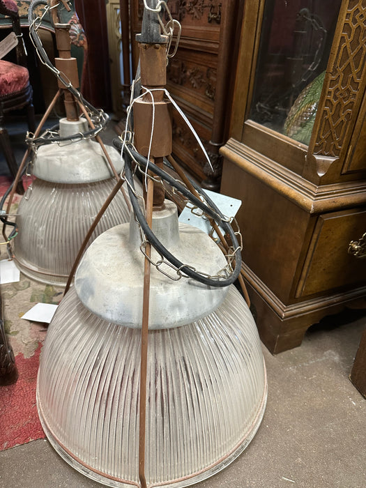 LARGE HAL0PHANE HANGING LIGHT-AS FOUND