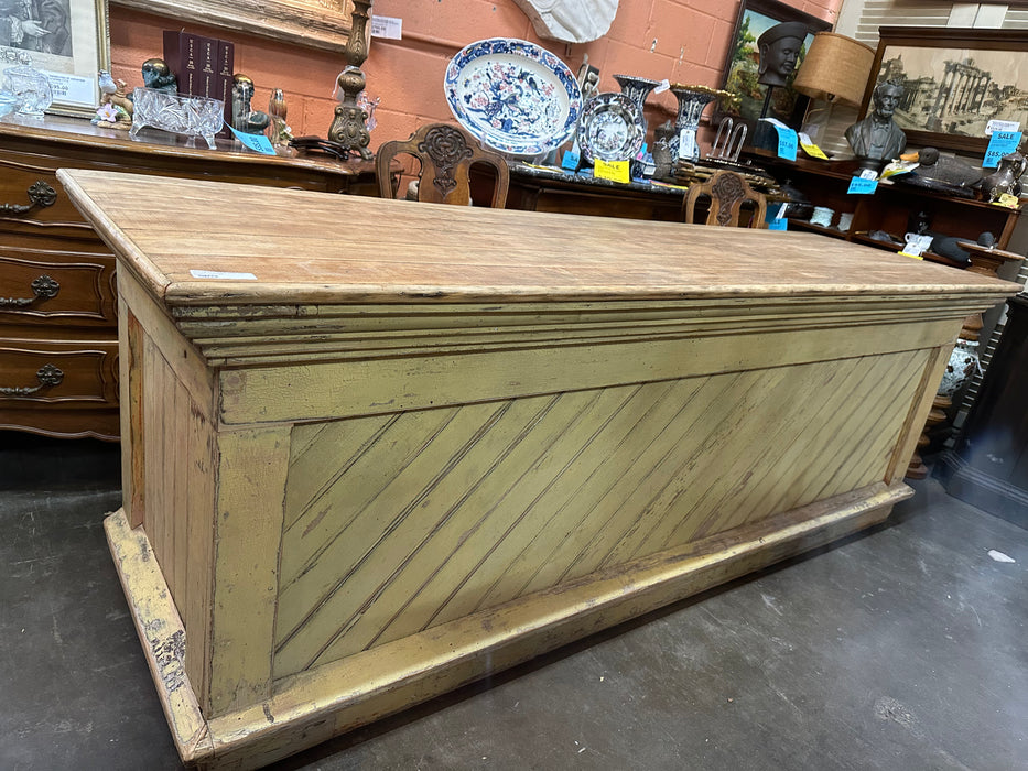 YELLOW PAINTED BEADBOARD STORE COUNTER
