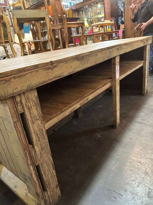 YELLOW PAINTED BEADBOARD STORE COUNTER