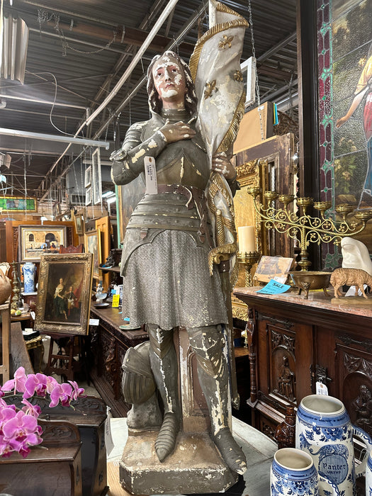 CHALK STATUE OF JOAN OF ARC WITH GLASS EYES