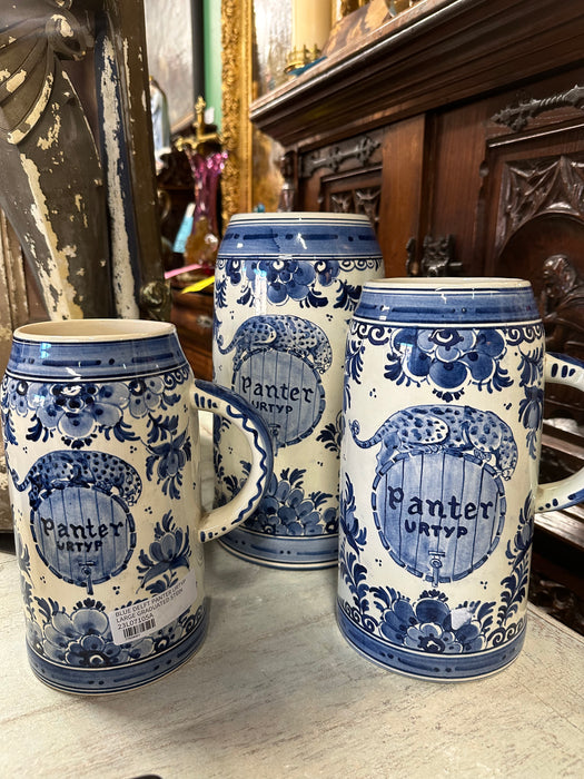 SET OF 3 BLUE DELFT PANTER URTYP LARGE GRADUATED STEIN