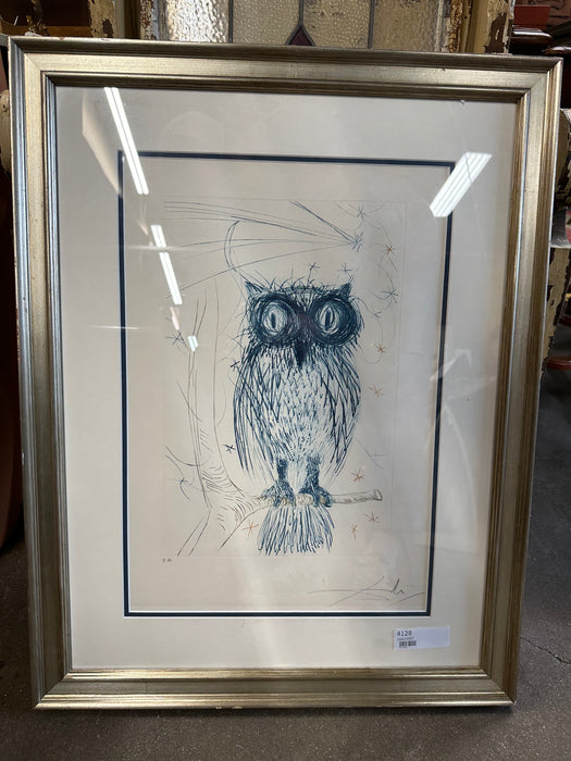 SALVADOR DALI ETCHING OF OWL ARTIST PROOF SIGNED