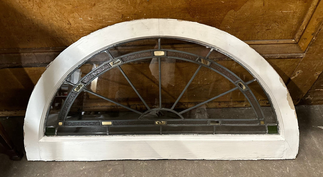 LEADED GLASS ARCHED TRANSOM