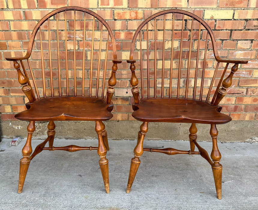 PAIR WINDSOR CHAIRS HAND MADE BY D.R DIMES