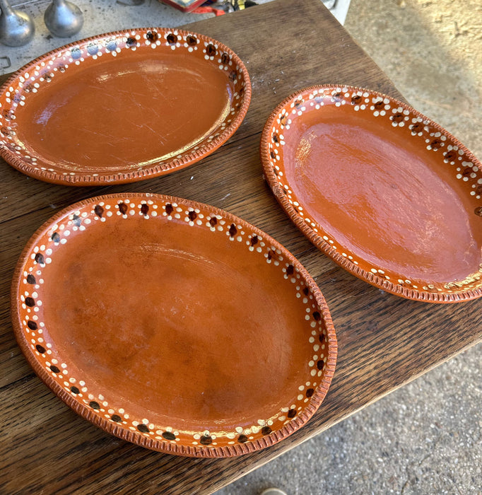 SET OF 3 GLAZED TERRA COTTA PLANTERS