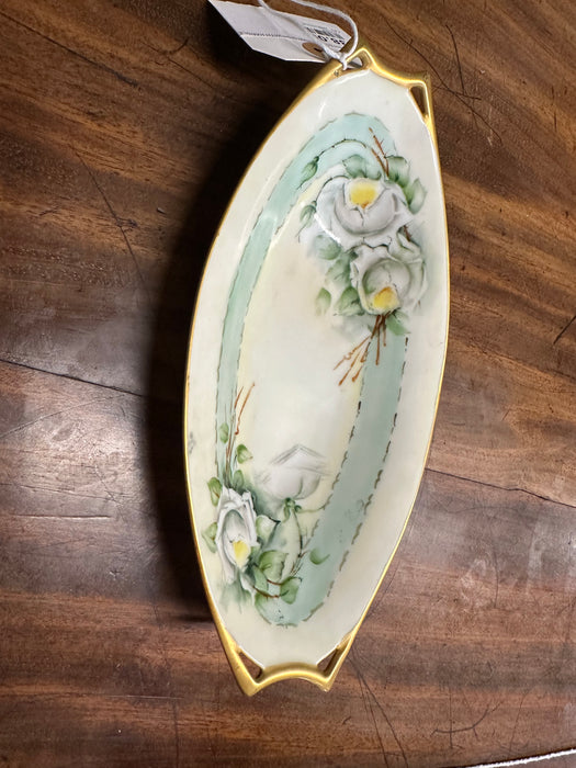 HAND PAINTED BAVERIAN DISH WITH HANDLES