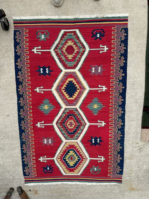 SMALL RED AMERICAN INDIAN RUG