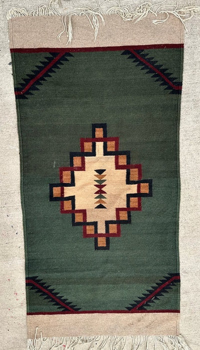 SMALL GREEN AMERICAN INDIAN RUG