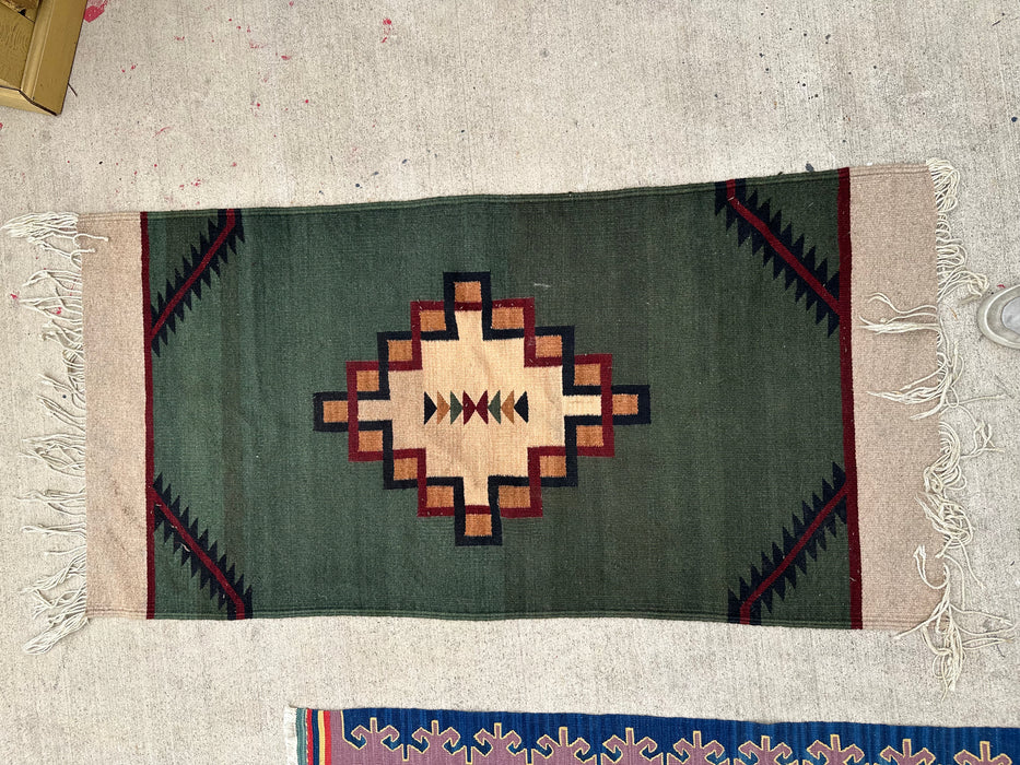 SMALL GREEN AMERICAN INDIAN RUG