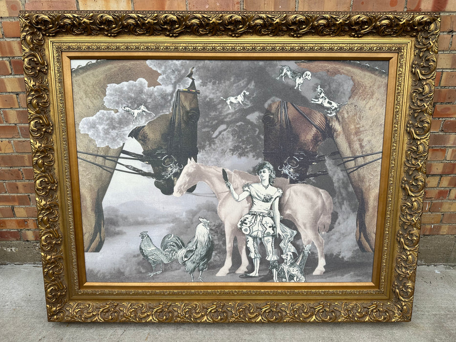 GILT FRAME WITH GICLEE OF HORSES