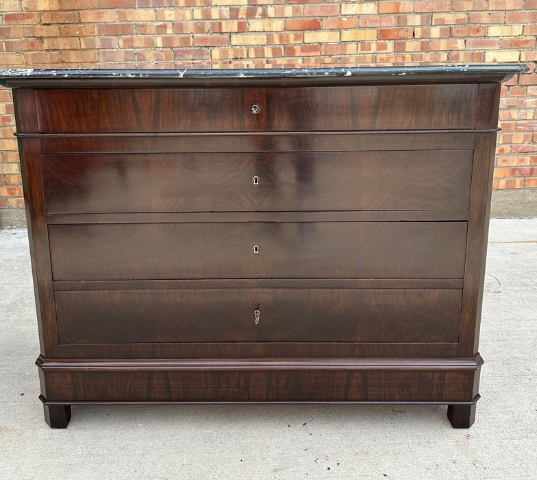 19TH CENTURY LOUIS PHILIPPE BLACK MARBLE TOP CHEST
