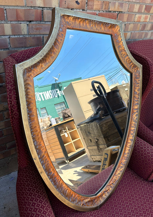 SHIELD SHAPE COPPER MIRROR AS FOUND