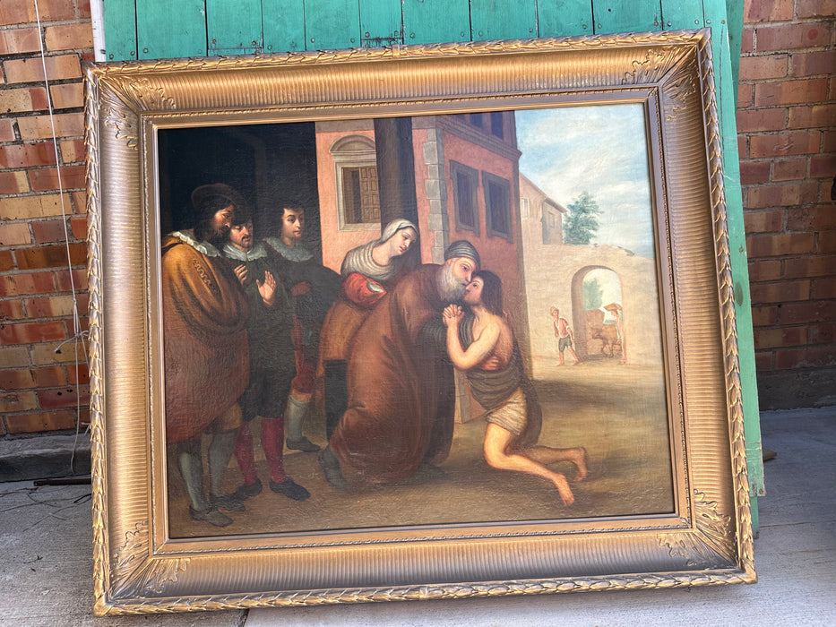 FRAMED OIL PAINTING OF JESUS AND DISCIPLES