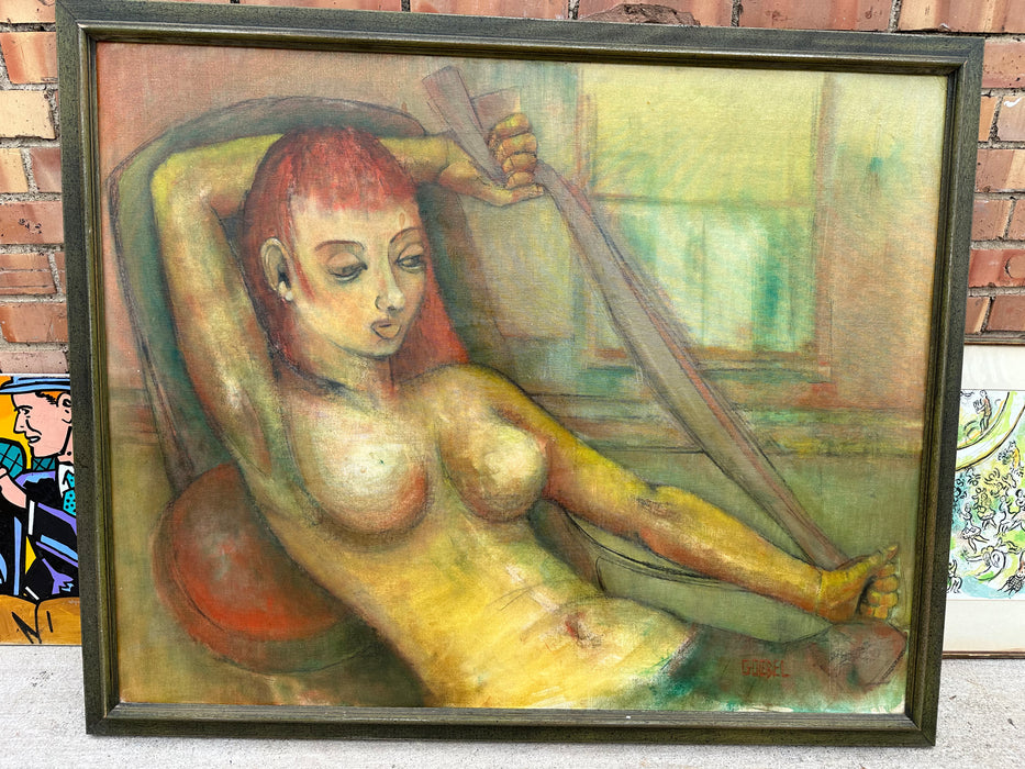 OIL ON BOARD PAINTING OF NUDE WOMEN BY GOEBEL CIRCA 1970S