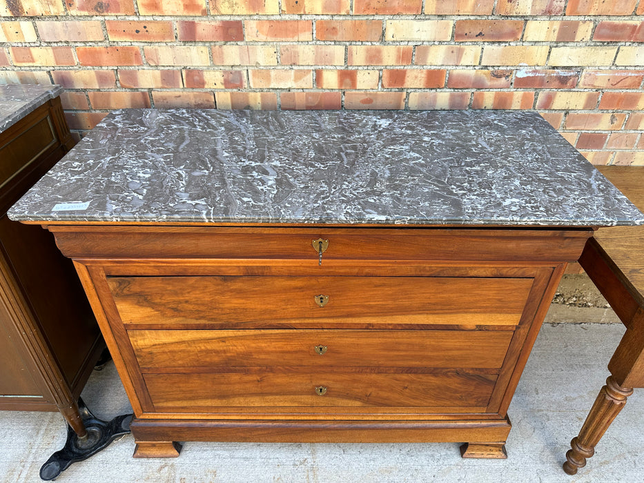 GREY MARBLE TOP LOUIS PHILLIPE CHEST