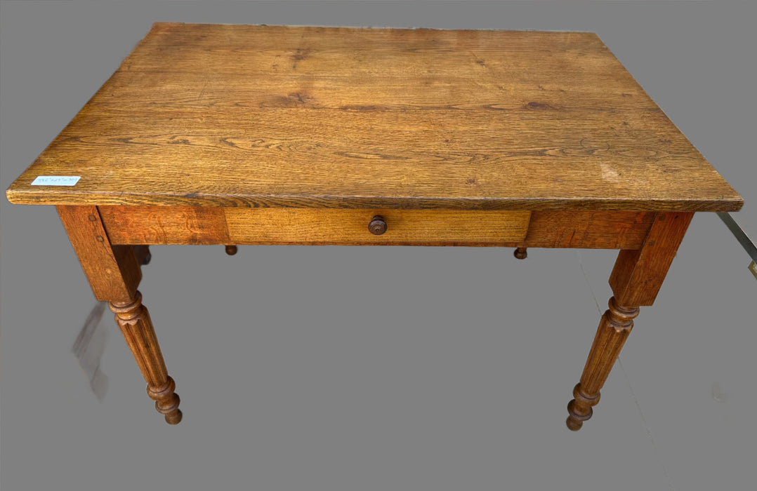 SMALL PEGGED OAK WORK TABLE WITH DRAWER