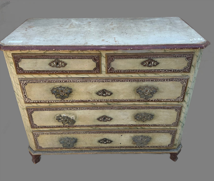 PAINTED PINE CHEST WITH CRAQUELURE