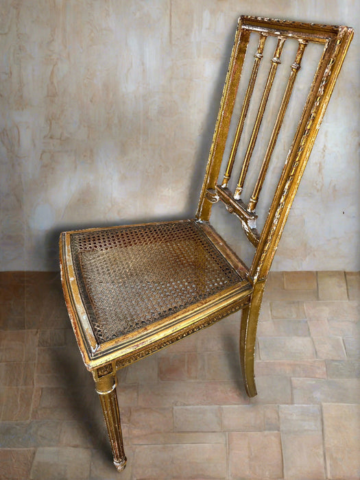 GILT CANED SEAT FRENCH SIDE CHAIR
