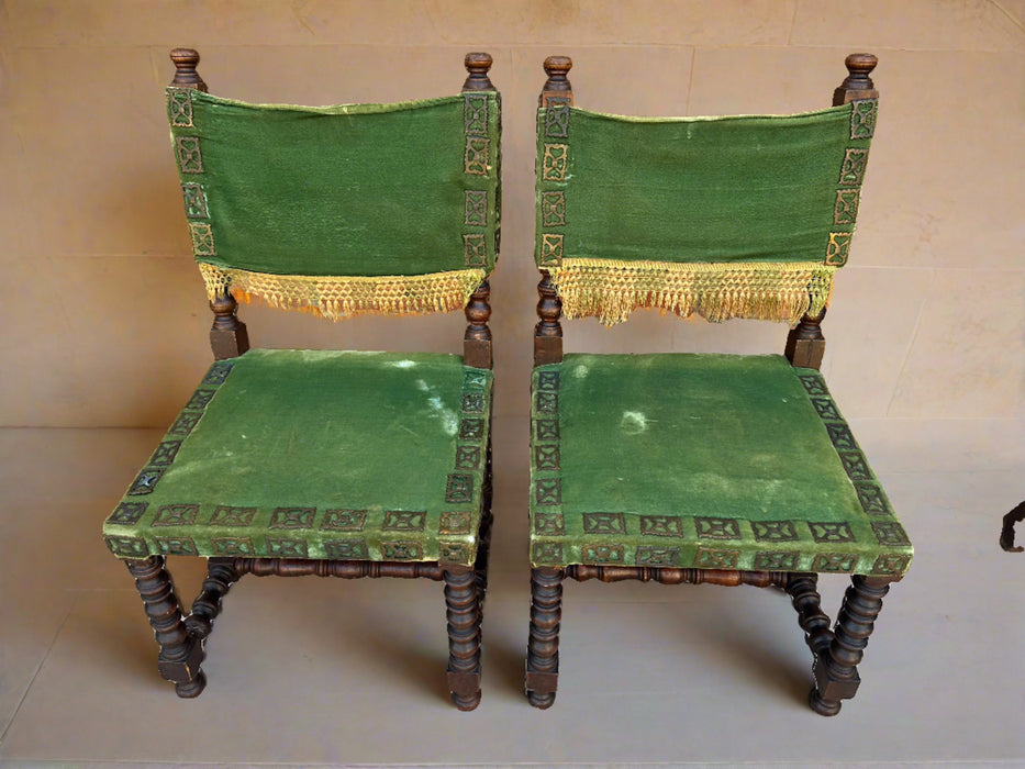 PAIR OF GREEN UPHOLSTERED ITALIAN CHILDS CHAIRS