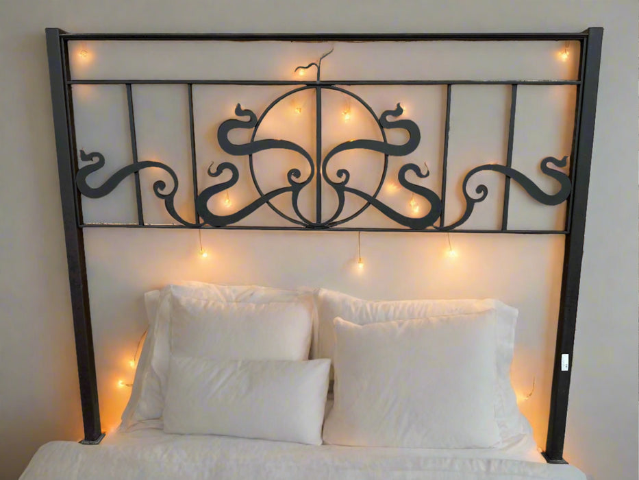 KING SIZE IRON HEADBOARD ART NOUVEAU DESIGN