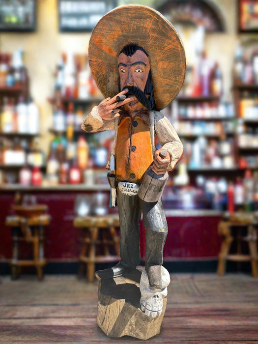 LIFE SIZE CARVED WOOD DRUNK MEXICAN  FIGURE