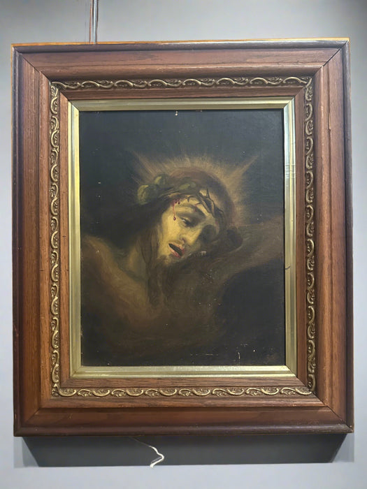 OIL PAINTING OF CHRIST IN OAK FRAME