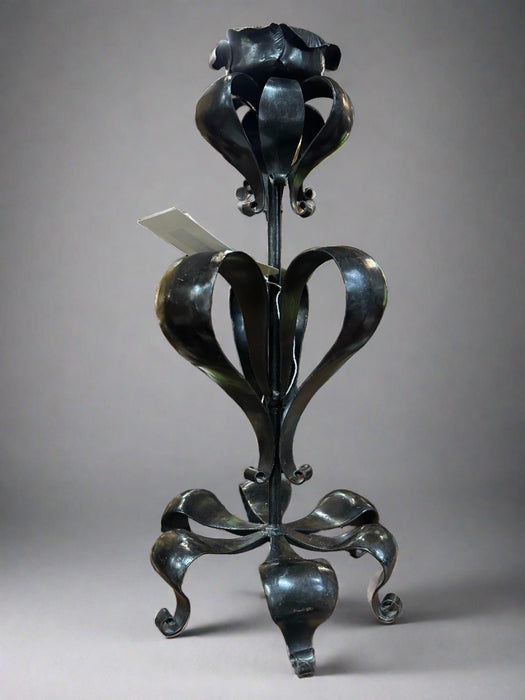 PAIR ORNATE IRON CANDLE STICKS