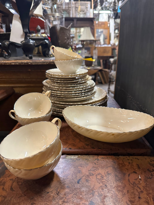 SET OF LENNOX CHINA WITH SILVER TRIM