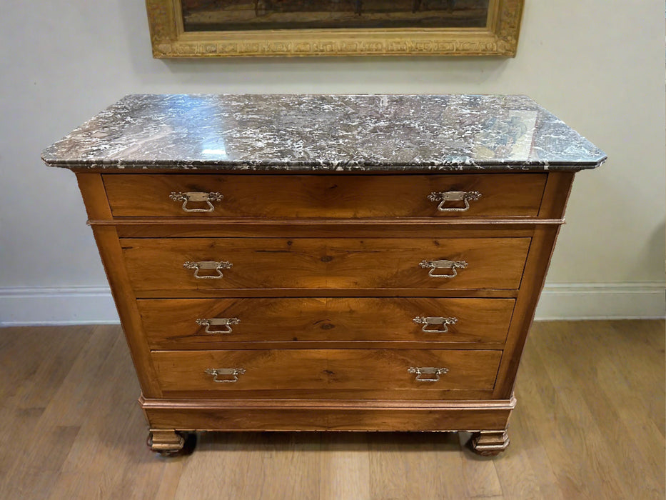 ST. ANNE LARGE MARBLE TOP LOUISE PHILIPE CHEST WITH HANDLES-