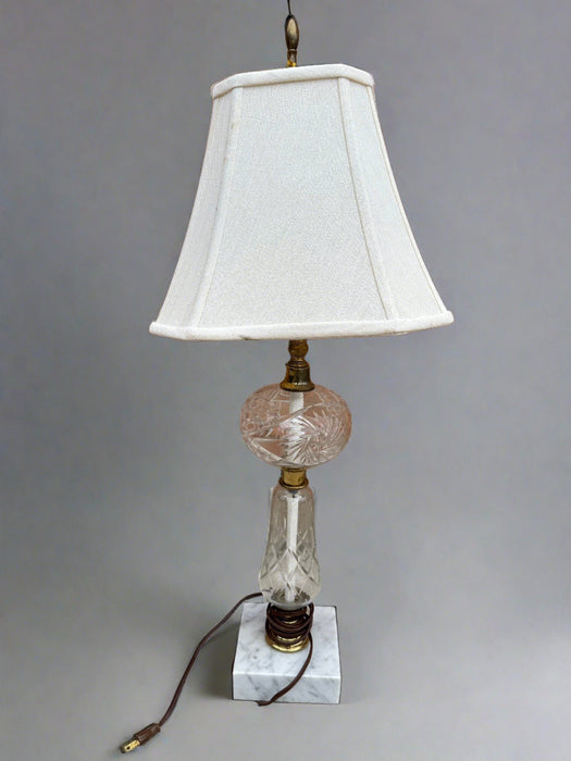 GLASS TABLE LAMP ON MARBLE BASE