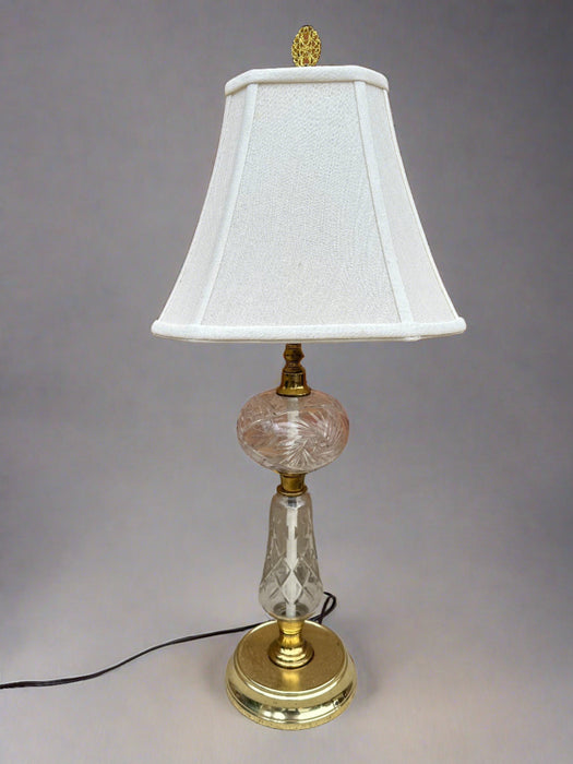 BRASS AND GLASS TABLE LAMP