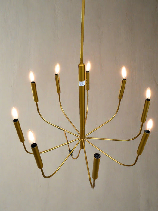 MODERN BRASS 9 LIGHT CHANDELIER