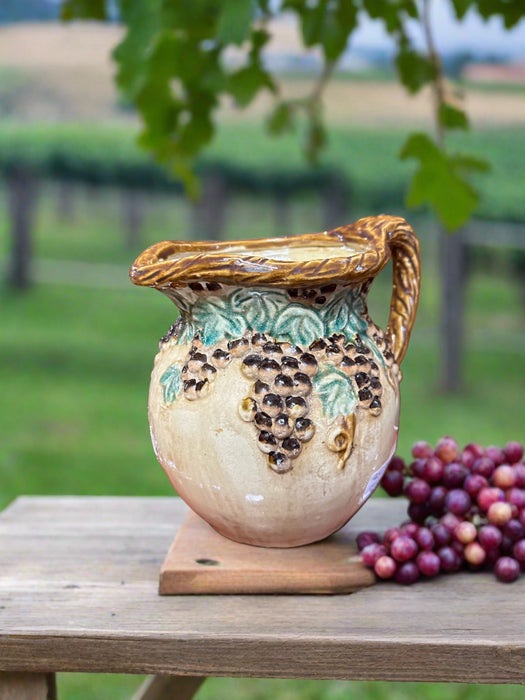 POTTERY PITCHER WITH GRAPES