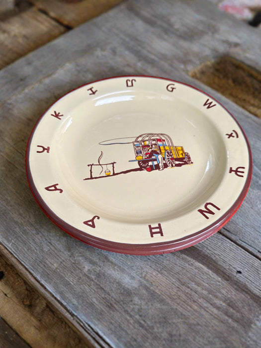 SET OF 6 ENAMELWARE CHUCKWAGON PLATES AS FOUND