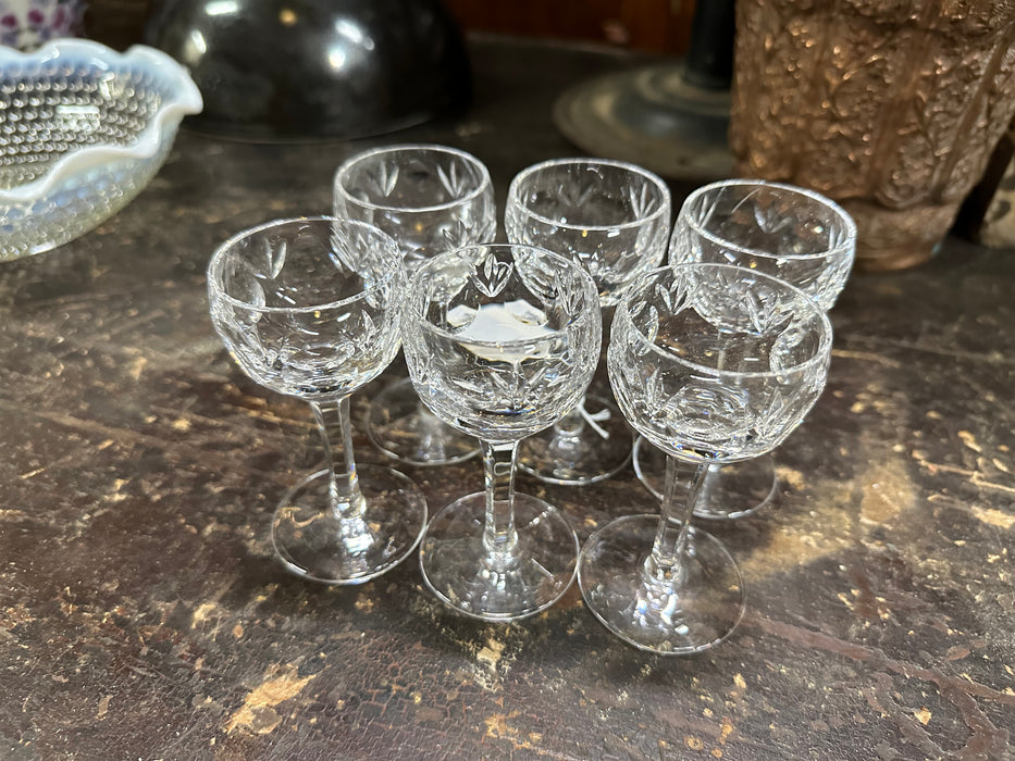 SET OF 6 GLASS CORDIALS AS FOUND