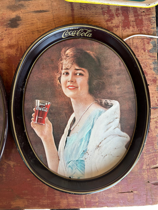 OVAL COKE TRAY REPRODUCTION BLUE DRESS