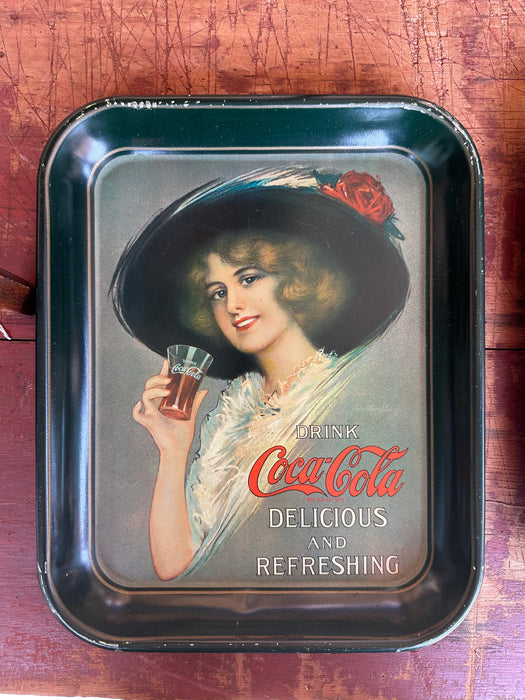 RECTANGULAR COKE TRAY REPRODUCTION RED ROSE HAT