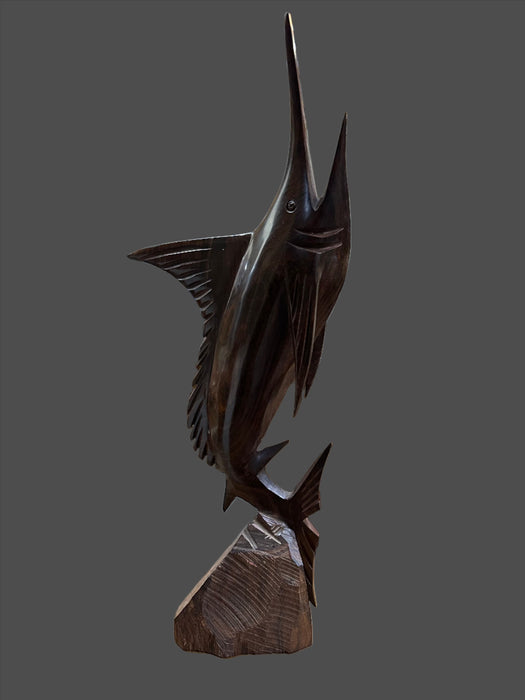 LARGE HARDWOOD SWORDFISH STATUE