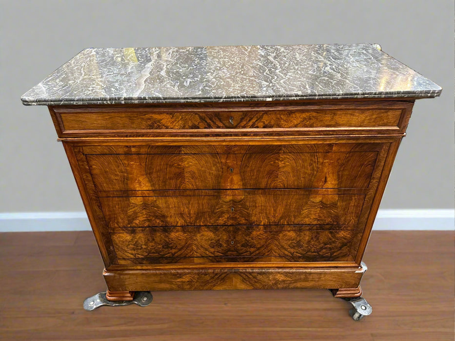 LOUIS PHILLIPE CHEST WITH BLACK MARBLE TOP