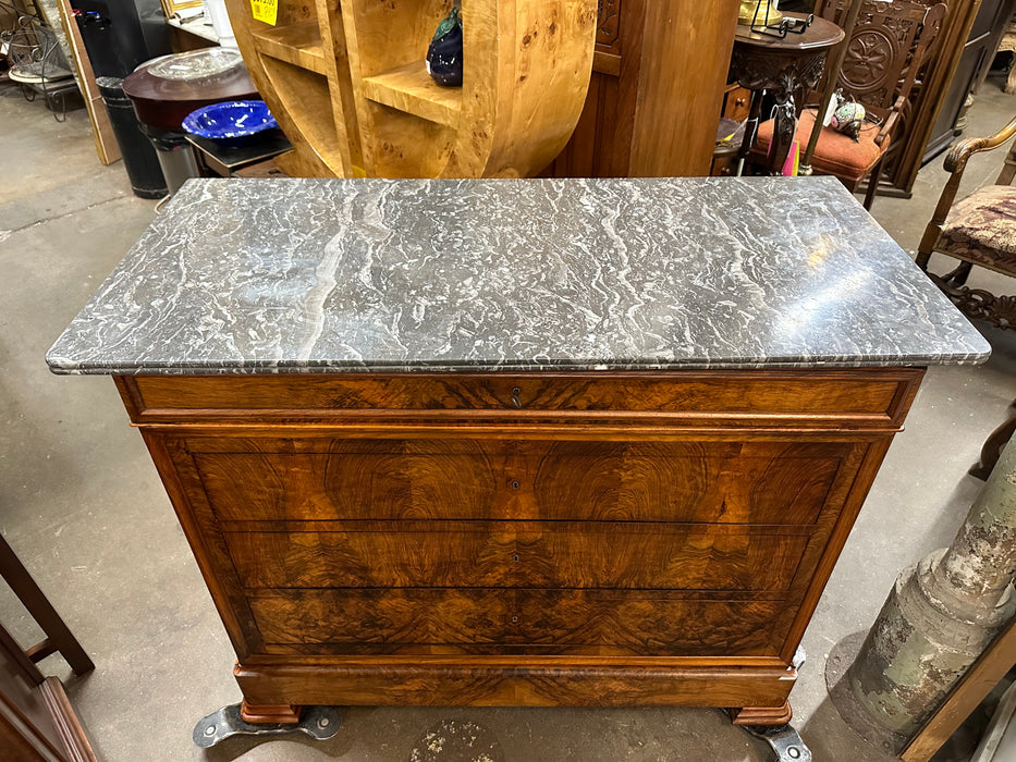 LOUIS PHILLIPE CHEST WITH BLACK MARBLE TOP