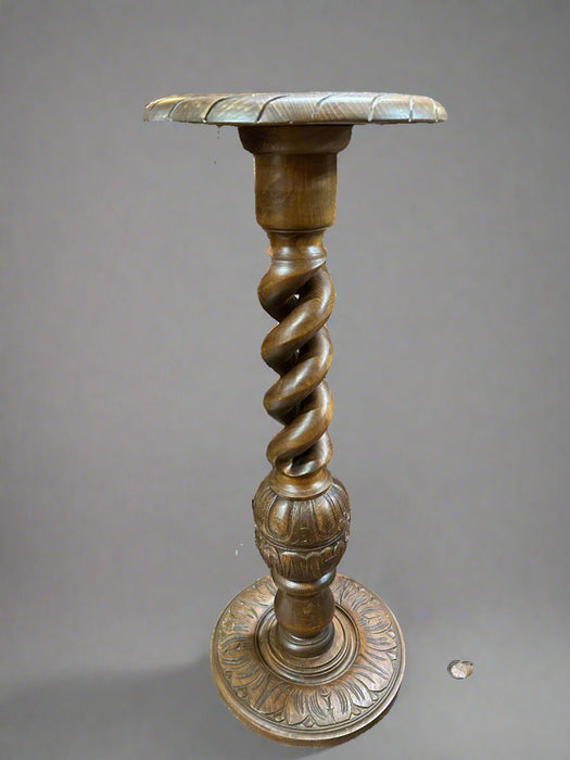 OAK OPEN BARLEY TWIST PEDESTAL WITH MELON BALL