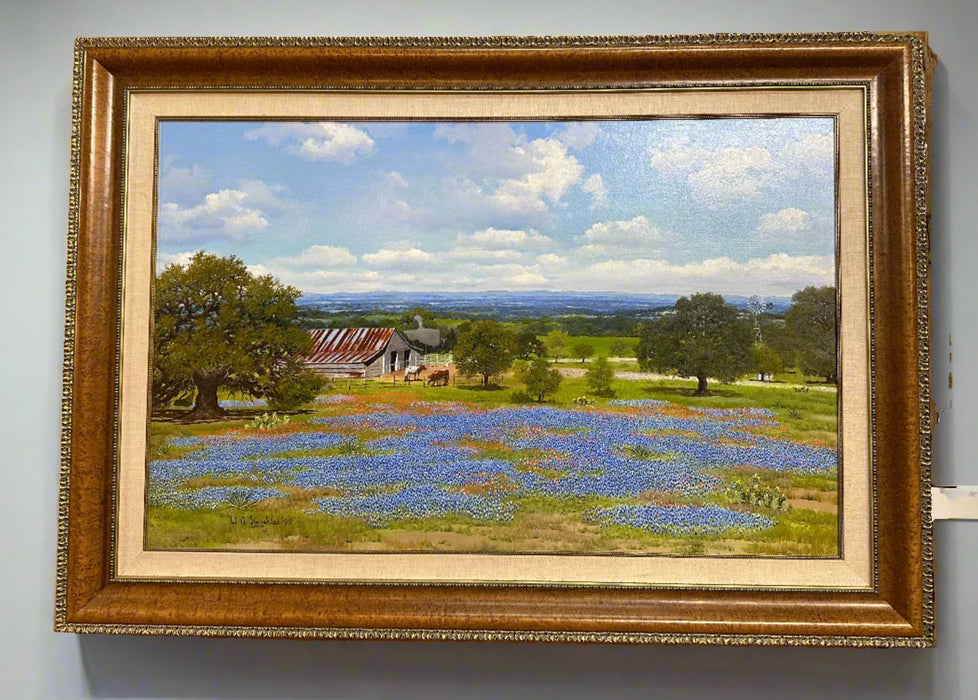 BLUE BONNET LANDSCAPE OIL PAINTINGBY WILLIAM SLAUGHTER