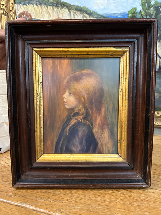 WALNUT FRAMED LITTLE GIRL PRINT WITH RED HAIR