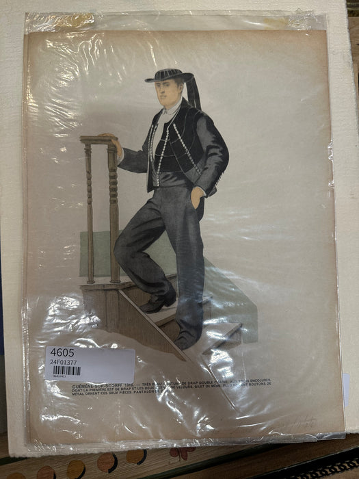 UNFRAMED HANDCOLORED FASHION ENGRAVING