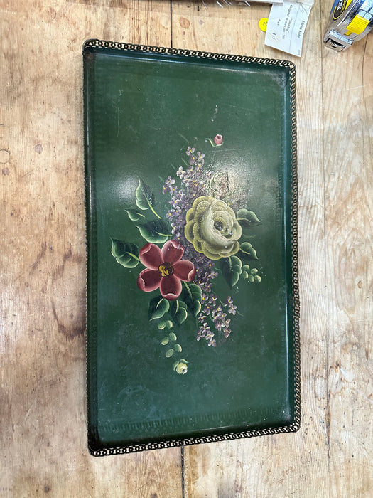 RECTANGULAR FLORAL TOLE TRAY