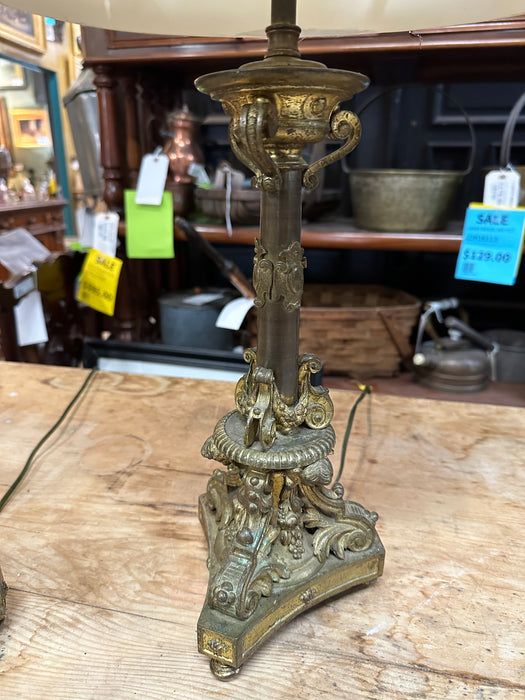 PAIR OF BRASS ROCOCO LAMPS