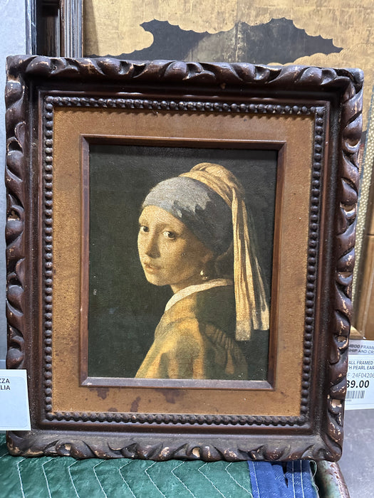 SMALL FRAMED OIL PRINT OF GIRL WITH PEARL EARRING BY VERMEERS