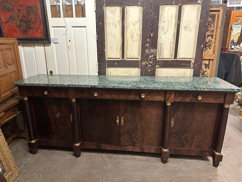 EMPIRE MAHOGANY SIDEBOARD WITH GREEN MARBLE TOP